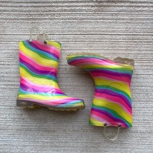 Western Chief Rain boots Rainbow Pink Colorful Sparkly Girls Kids  Size 13